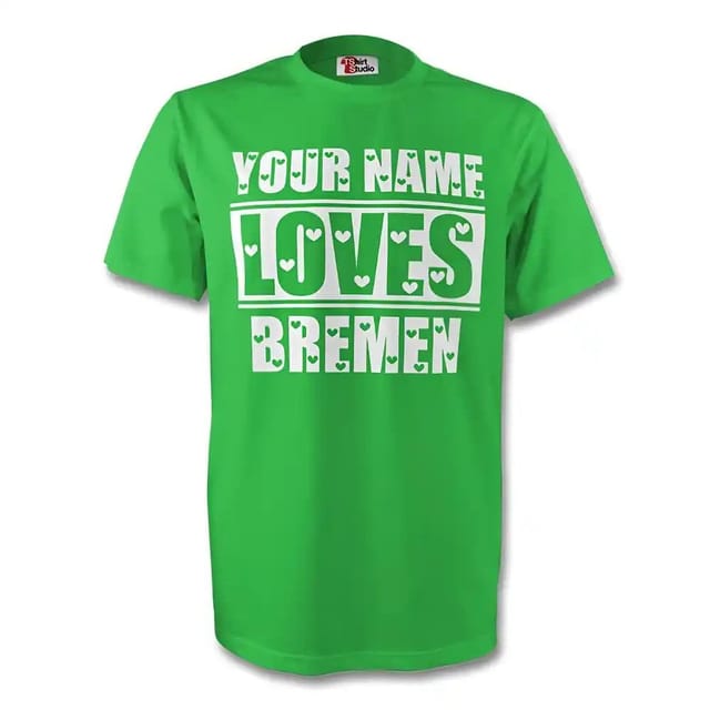 Werder Bremen Werder Bremen Men's Your Name Loves Bremen T-Shirt in Green - 2