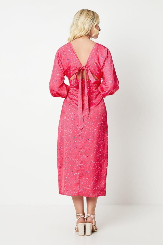Debut London Debut London Women's by Coast V Neck Satin Midi Dress in Pink - 3