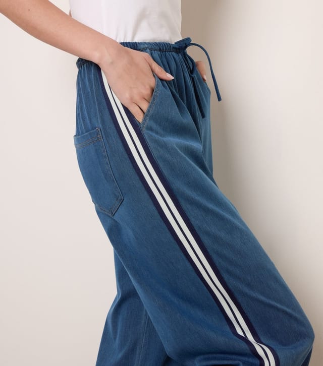 Blue Vanilla Women's Blue Side Stripe Trousers Blue Vanilla New Look - 3