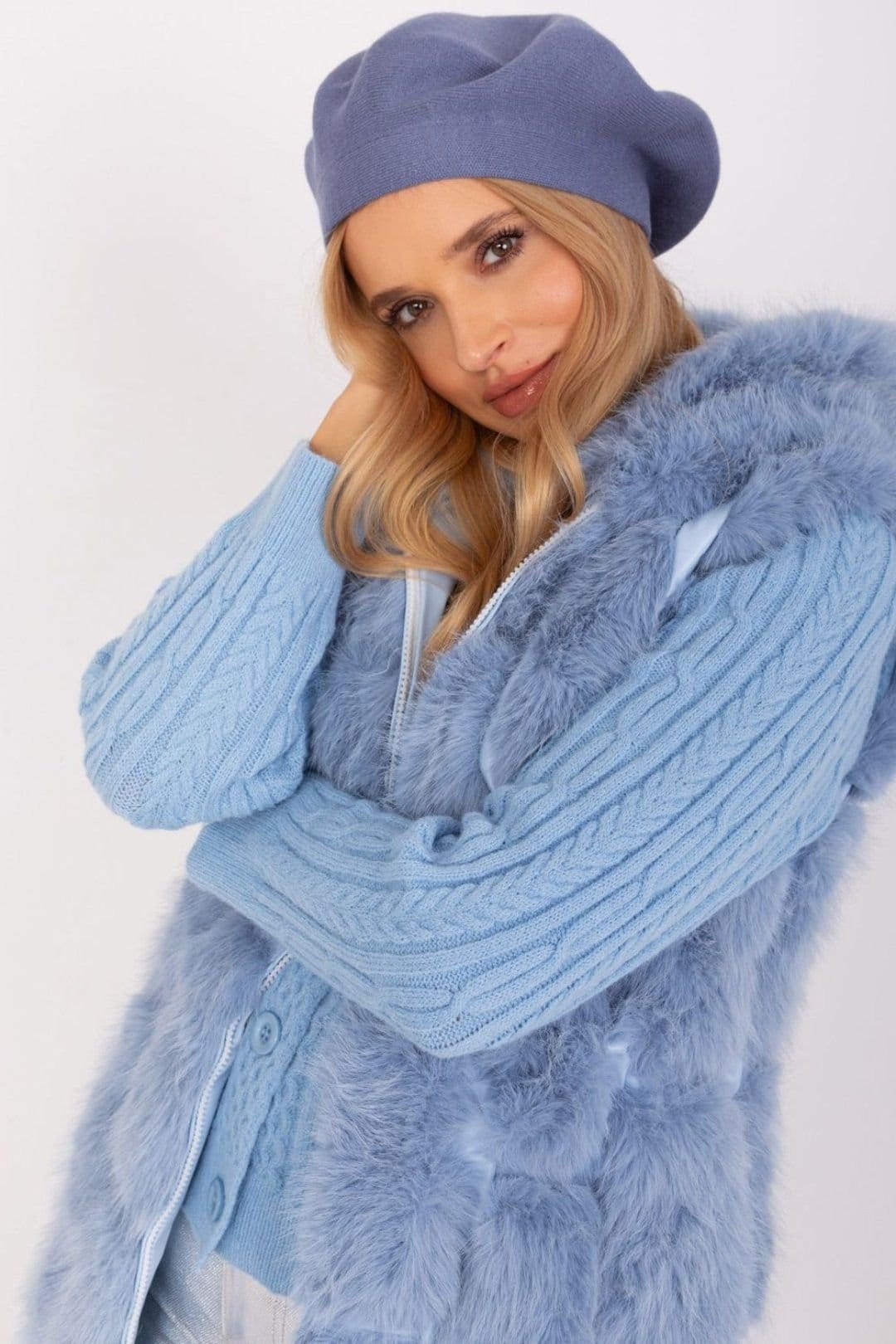 Love Lace Love Lace Women's Beret Classic Wool Style Hat for Everyday Headwear Warm Winter in Blue - 4