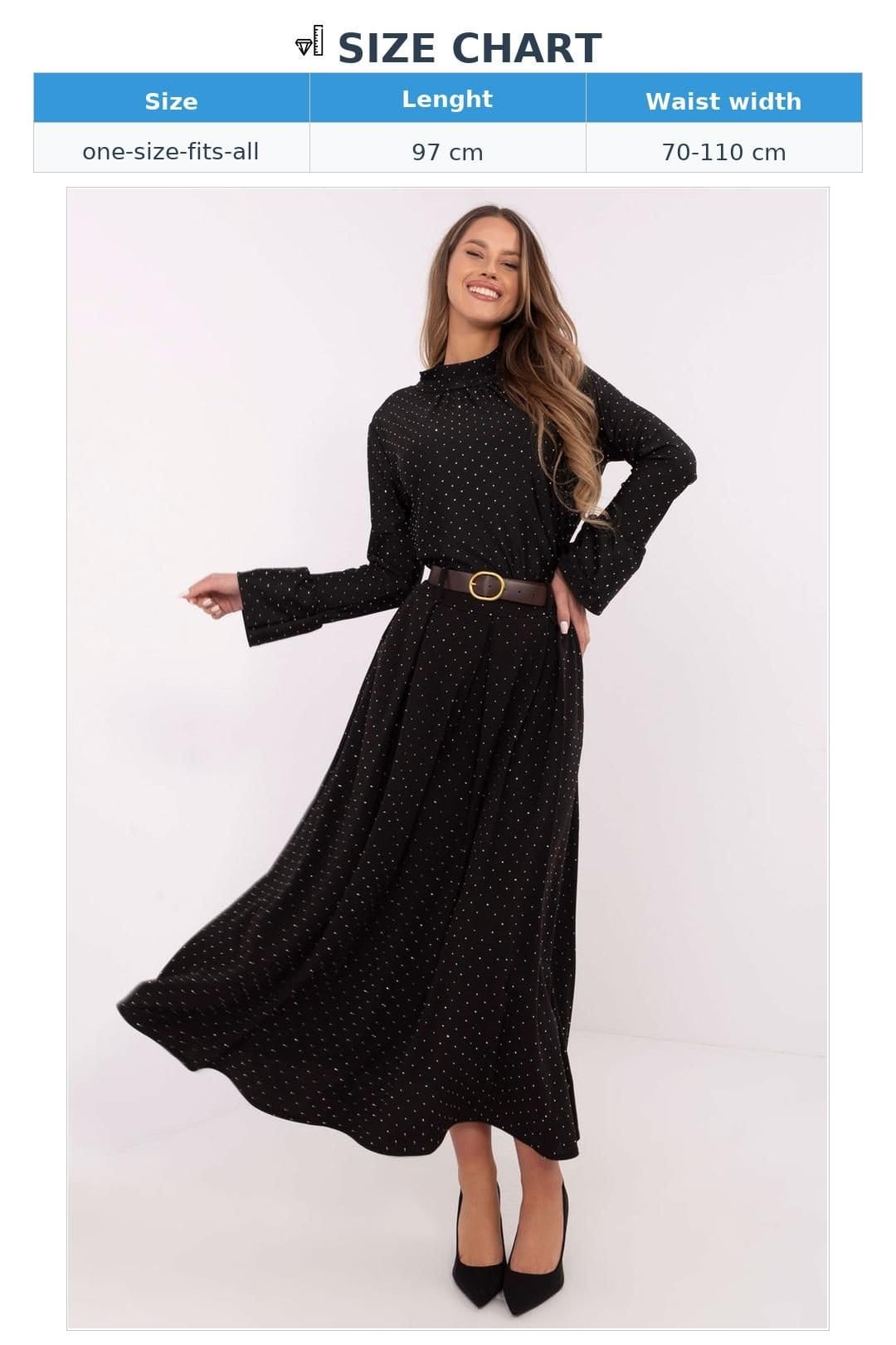 Love Lace Love Lace Women's Elegant Rhinestone Maxi Skirt with Buckle in Black - 4