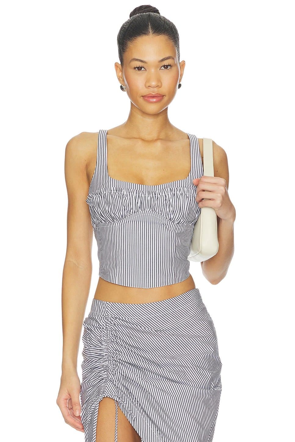 revolve Revolve Black Stripe Poplin Bustier Top