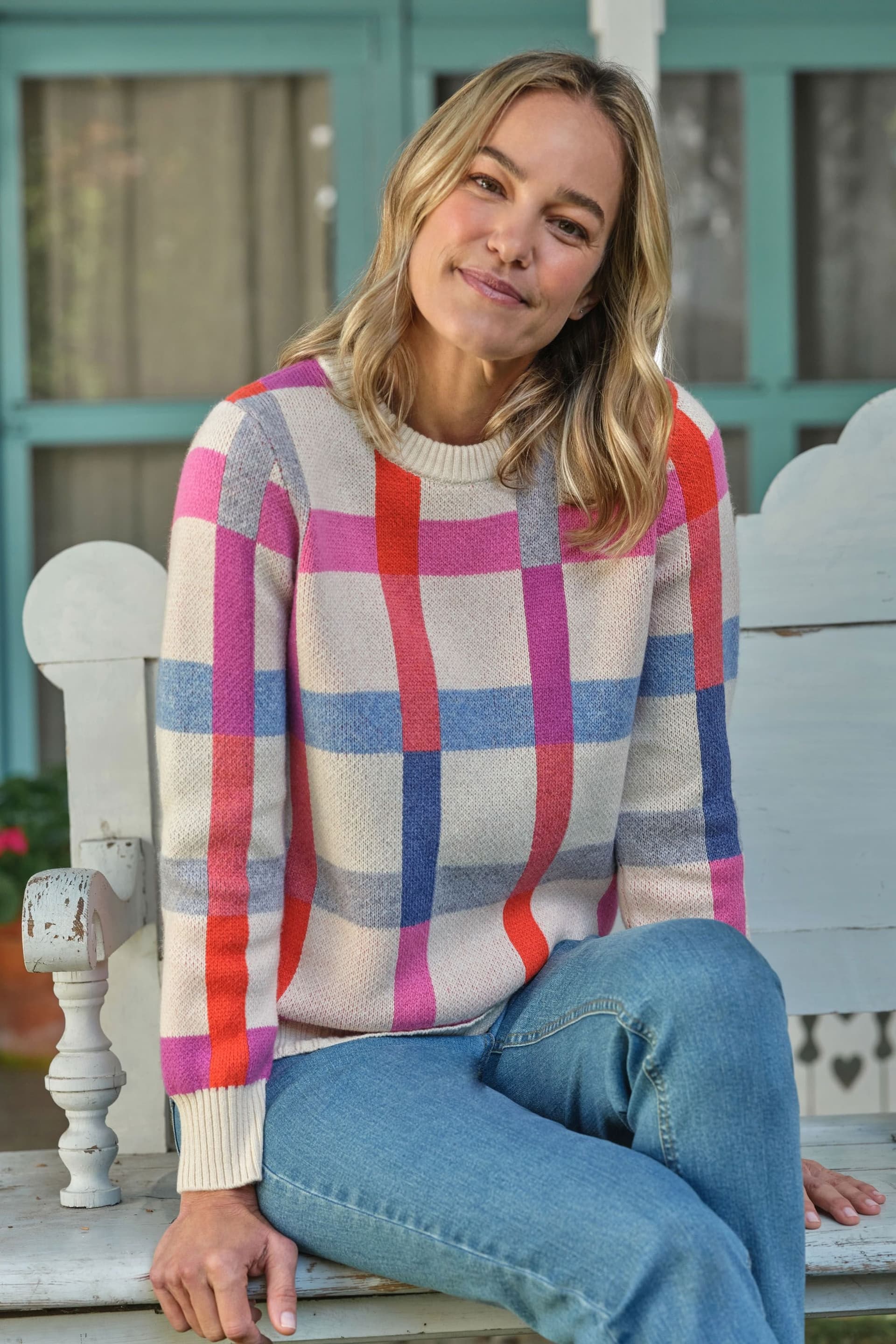 WoolOvers WoolOvers Women's Joyful Check Jumper