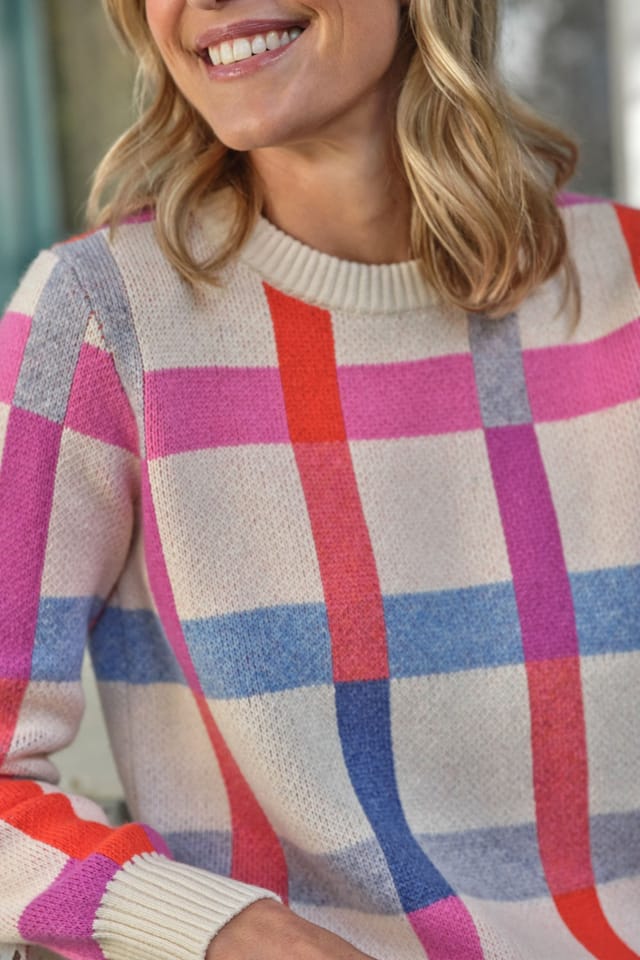 WoolOvers WoolOvers Women's Joyful Check Jumper - 2