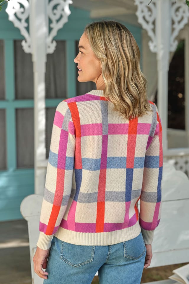 WoolOvers WoolOvers Women's Joyful Check Jumper - 3