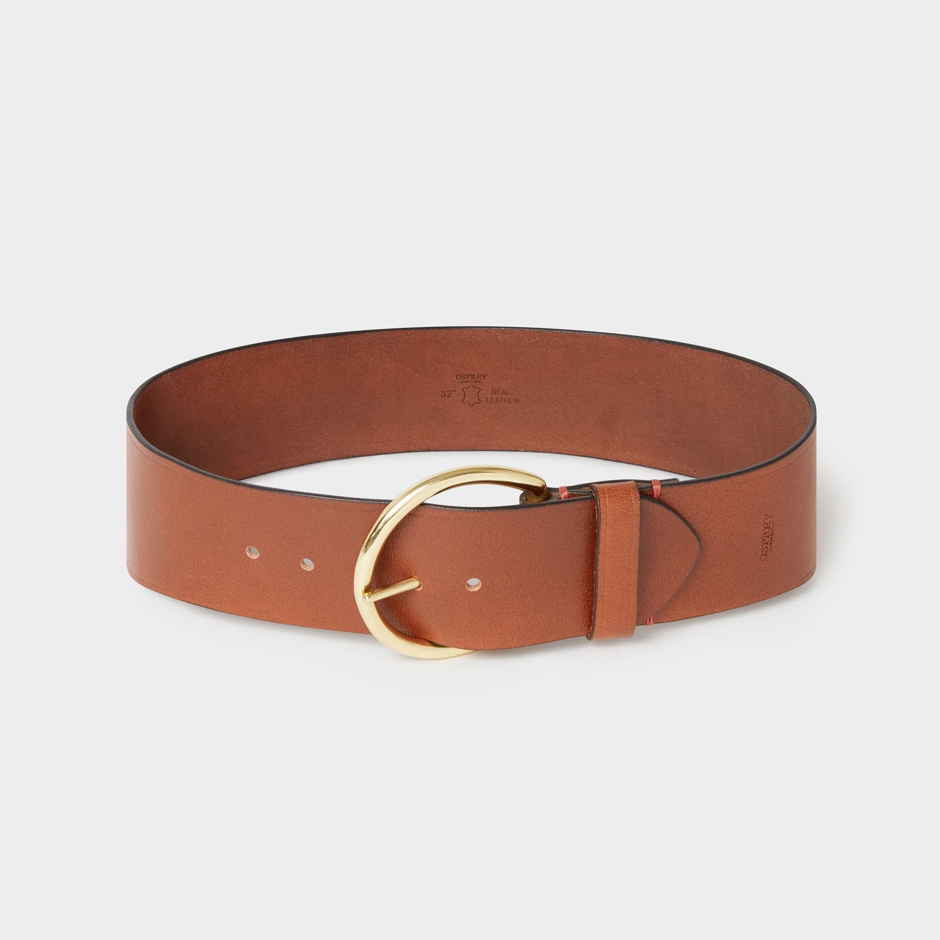 OSPREY LONDON Osprey London Tan Leather Belt with Brass Buckle