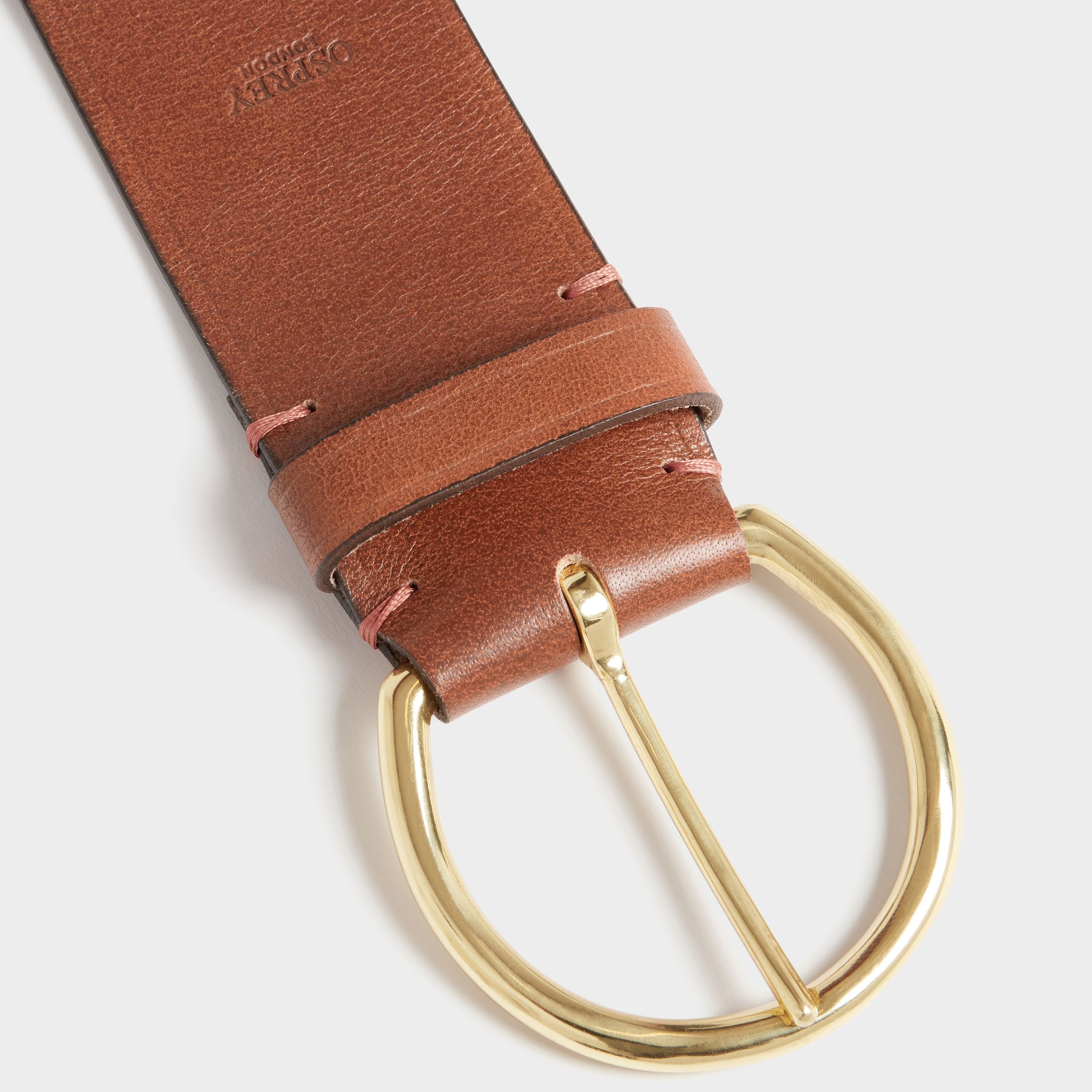 OSPREY LONDON OSPREY LONDON Women's The Hoop Brass Buckle Leather Belt in Tan - 2