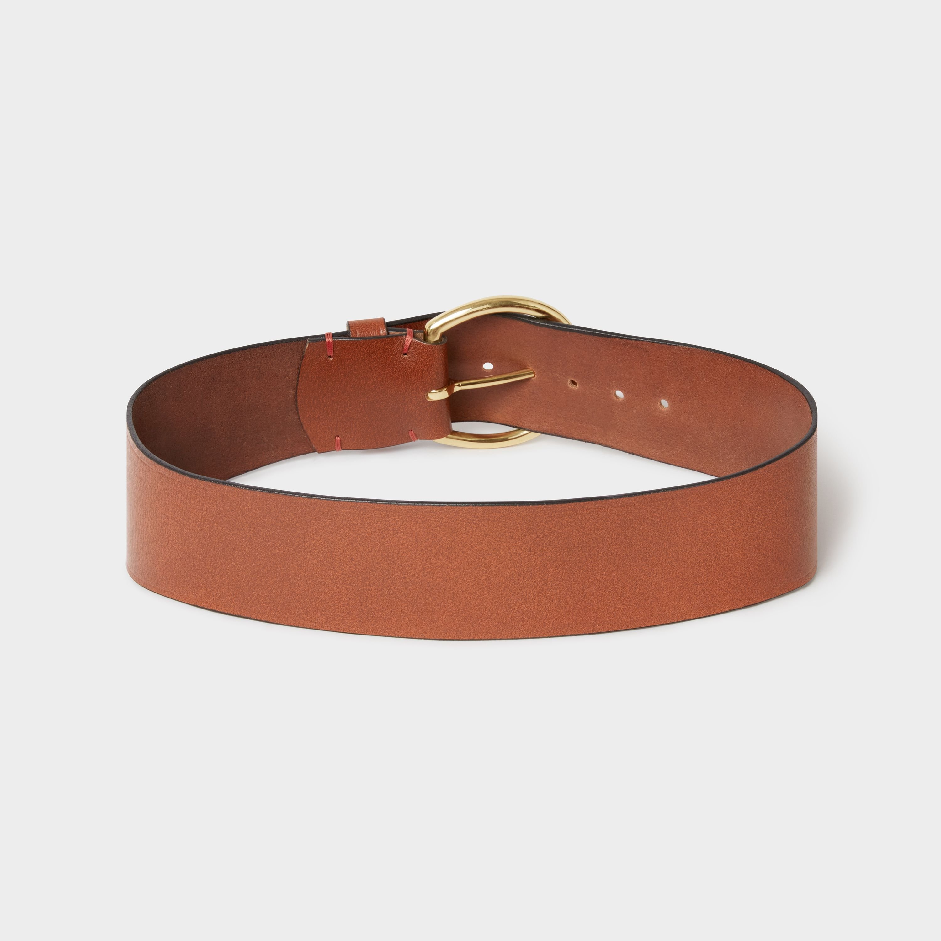 OSPREY LONDON OSPREY LONDON Women's The Hoop Brass Buckle Leather Belt in Tan - 3