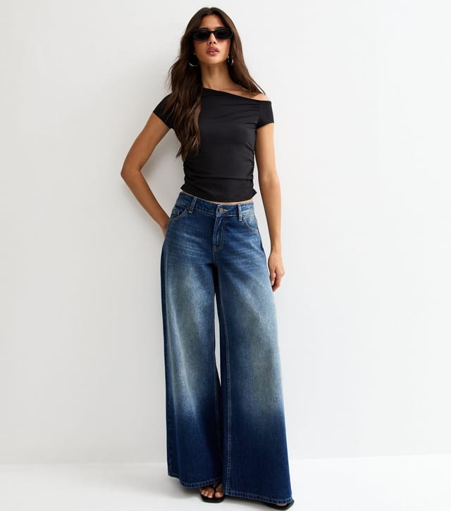 New Look Women's Black Off Shoulder Gathered Side Top New Look - 3