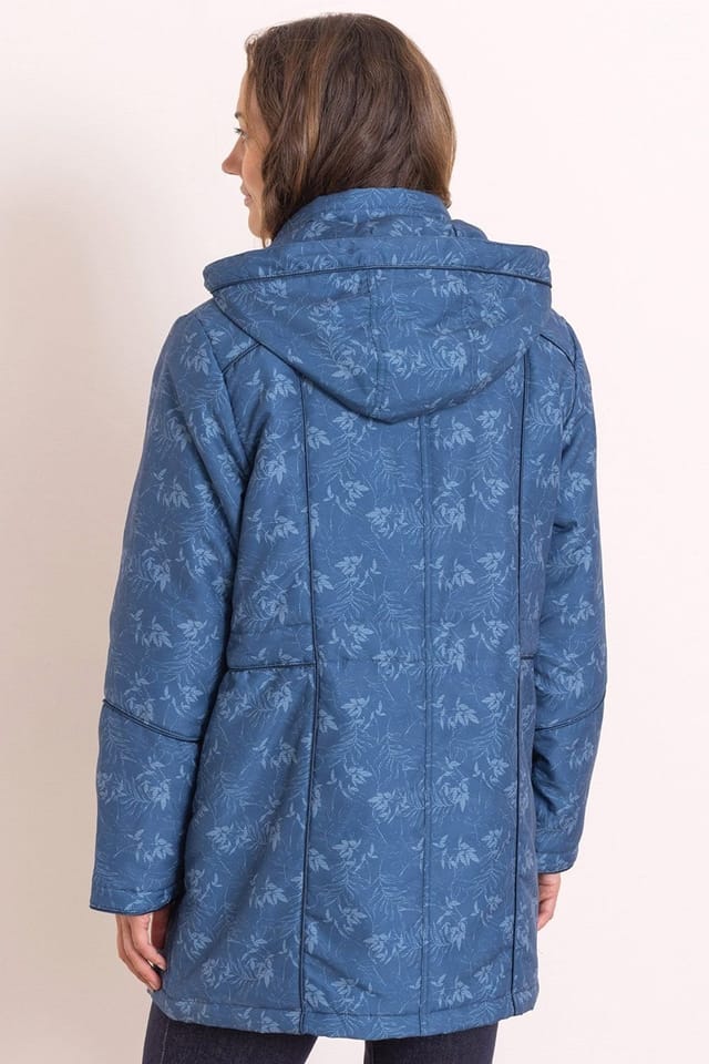 Anna Rose Anna Rose Women's Printed Coat With Scarf in Mid Blue - 3