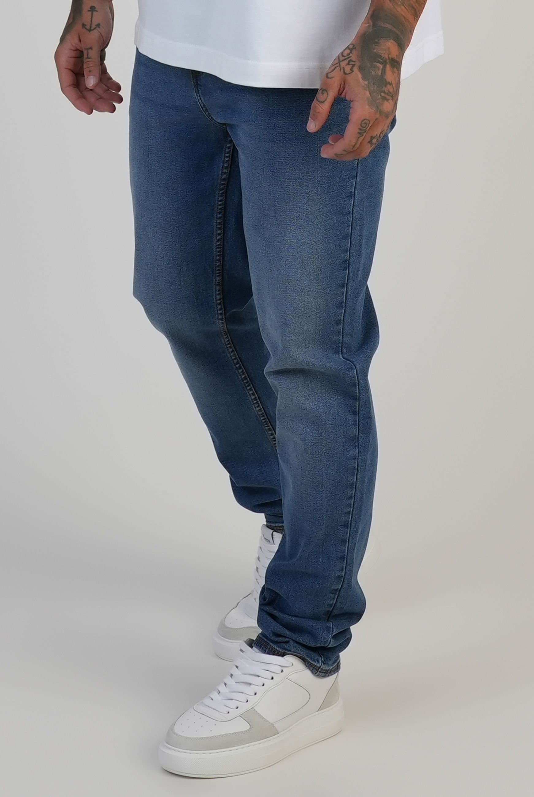 SikSilk SikSilk Men's Slim Fit Jeans in Mid Blue