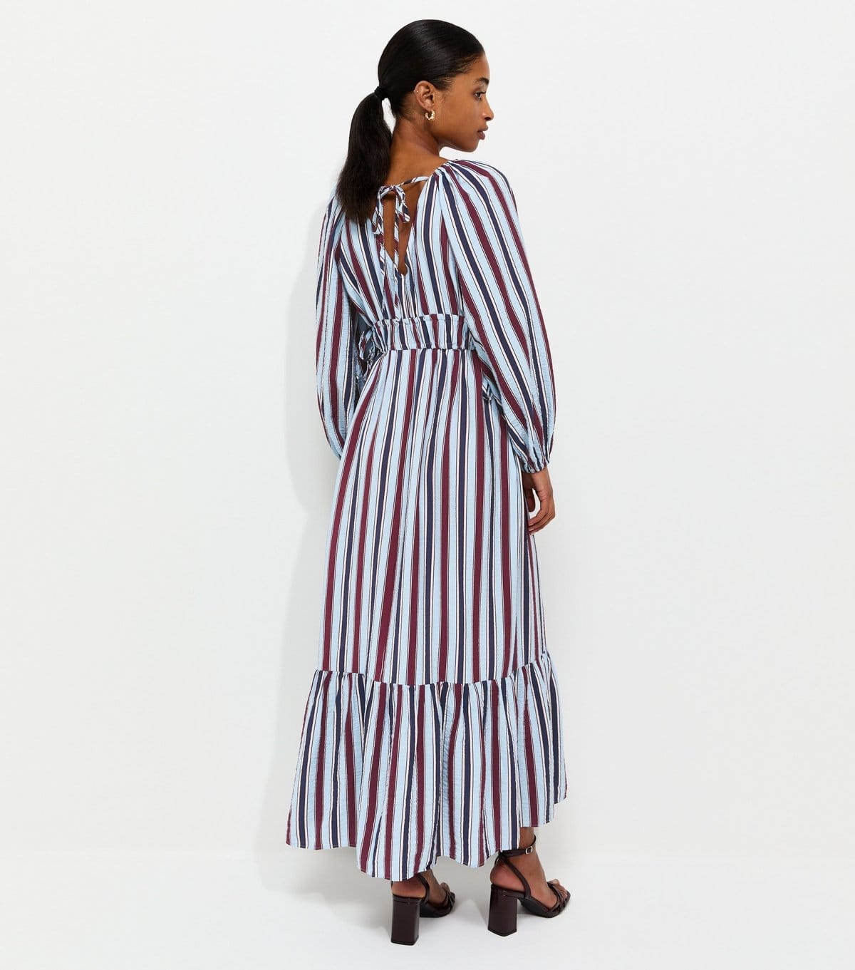New Look Women's Blue Striped Long Sleeve Smock Midi Dress New Look - 4