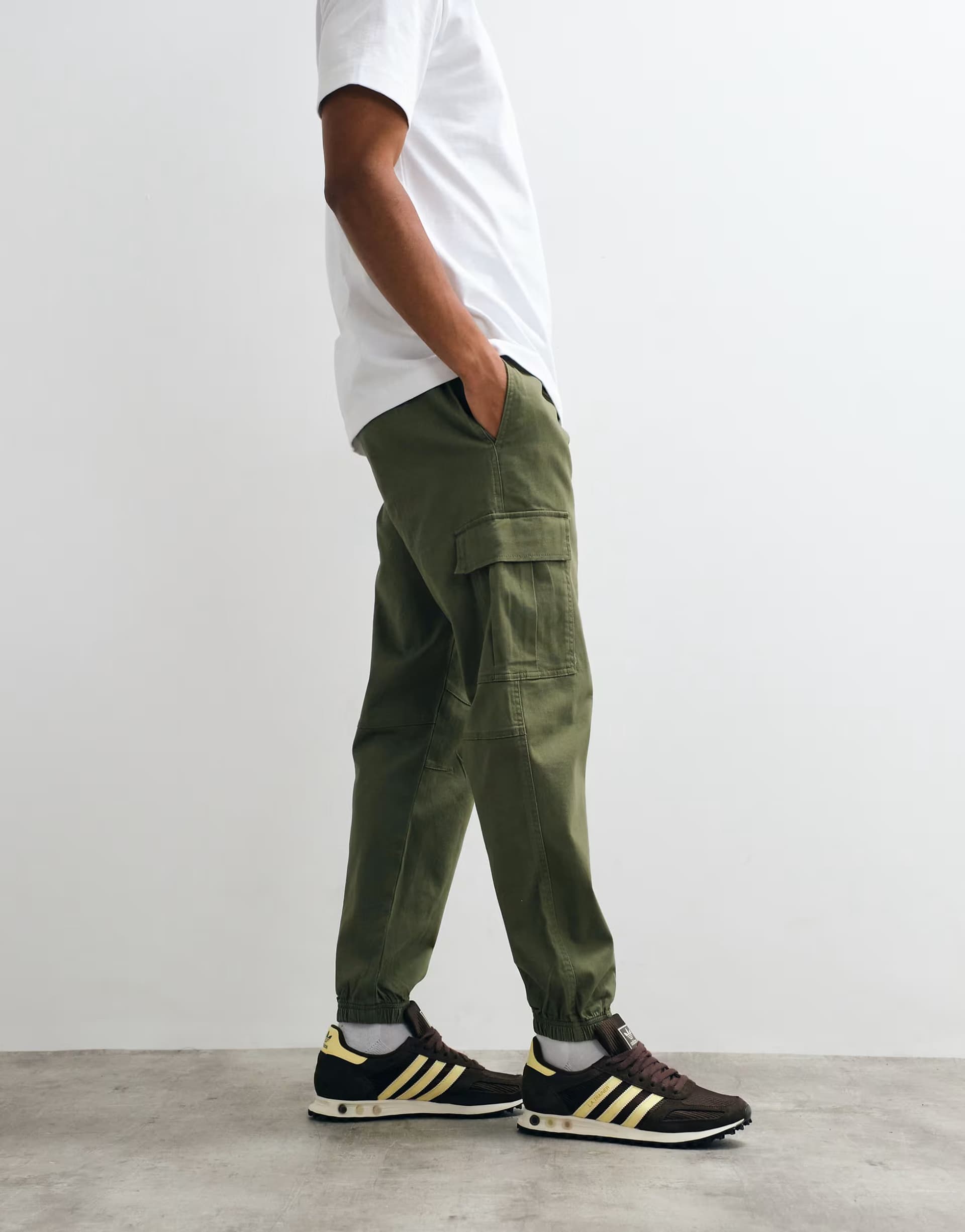 ASOS Jack & Jones cuffed slim cargo trousers in khaki green