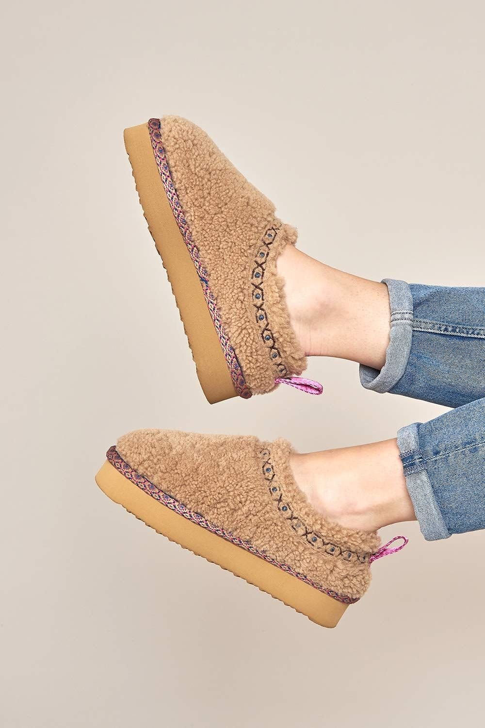Moshulu Moshulu Women's 'Cuba' Woolly Mule Slippers in Beige - 1