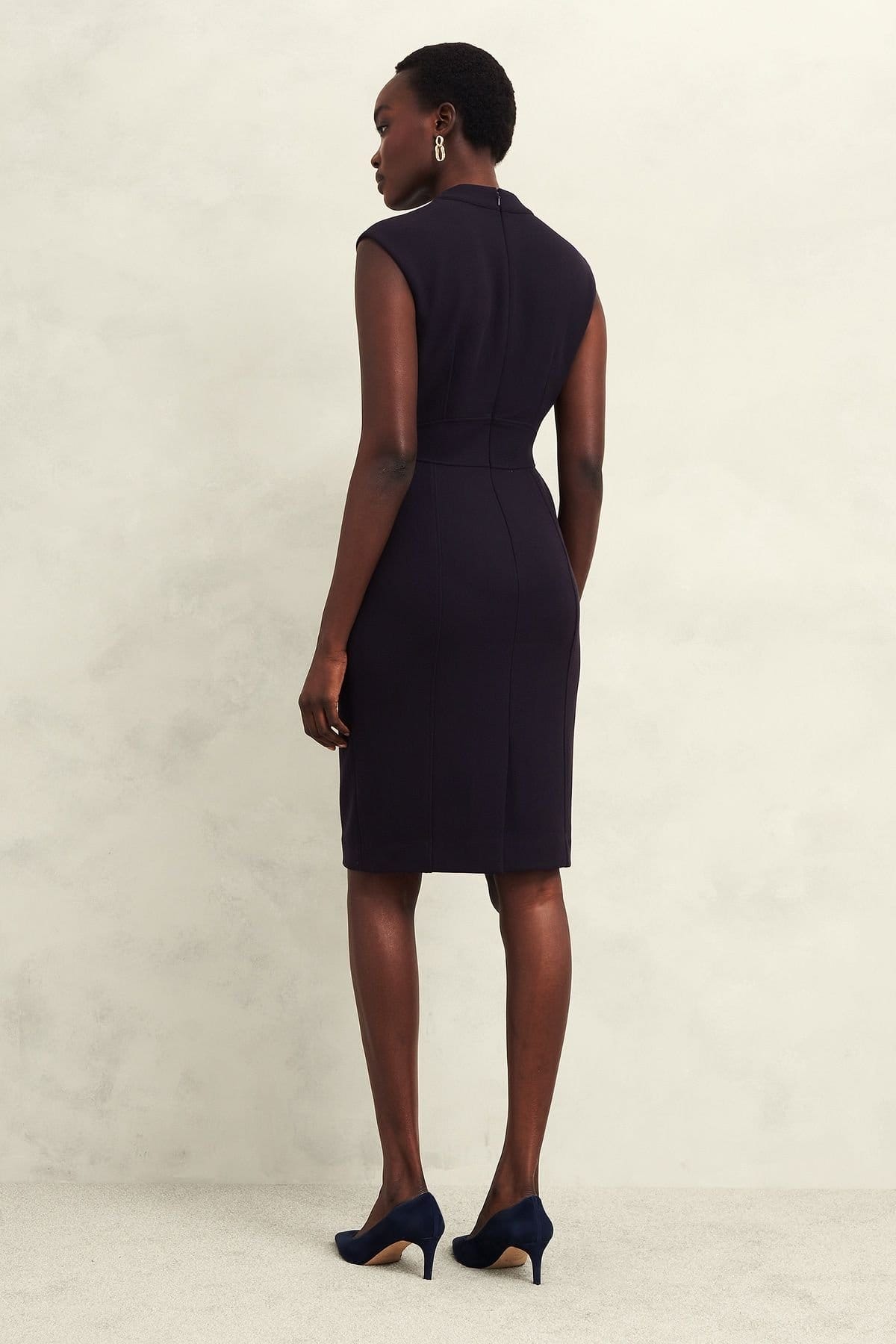 Hobbs London Hobbs London Women's Aly V-Neck Knee Length Dress in Dark Navy - 4