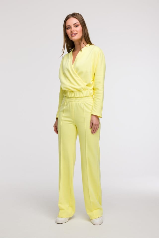 Love Lace Love Lace Women's Wrap Front Blouse with Elastic Waist in Yellow - 2