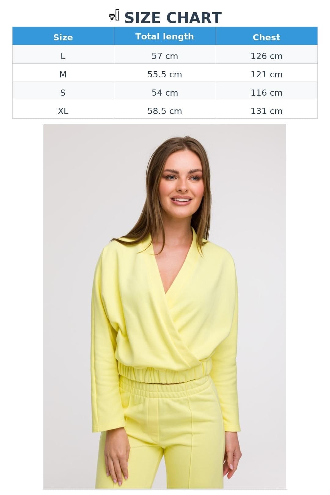Love Lace Love Lace Women's Wrap Front Blouse with Elastic Waist in Yellow - 4
