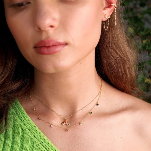 Gold Trip Gold Trip Women's Rainbow Multi Gemstone Necklace in Gold - 2
