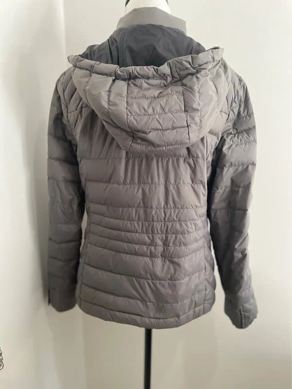 Mint Velvet Mint Velvet Feather & Down Filled Grey Puffer Jacket, detachable hood - size 10