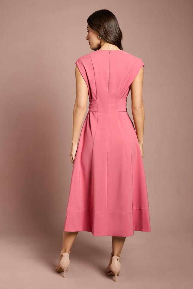 Coast Coast Women's Belted Crepe Dress in Dusty Rose - 3