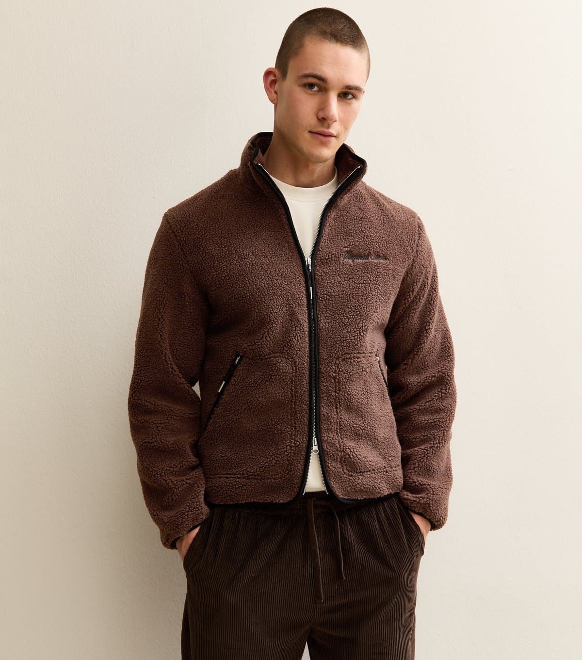 jack & jones Men's Brown Oversized Teddy Jacket Jack & Jones New Look