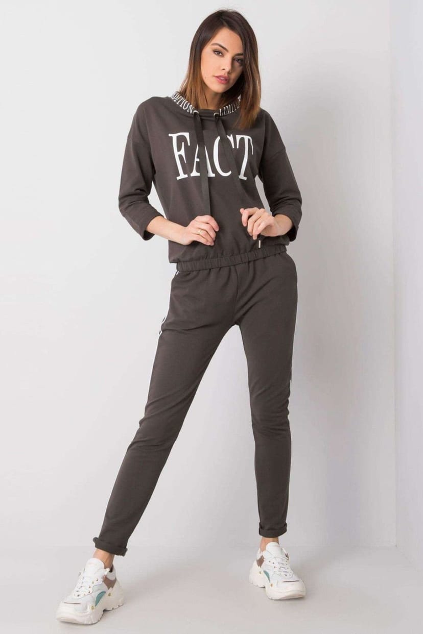 Love Lace Love Lace Women's 3/4 Sleeve Sweatshirt Tracksuit Set in Dark Grey - 1