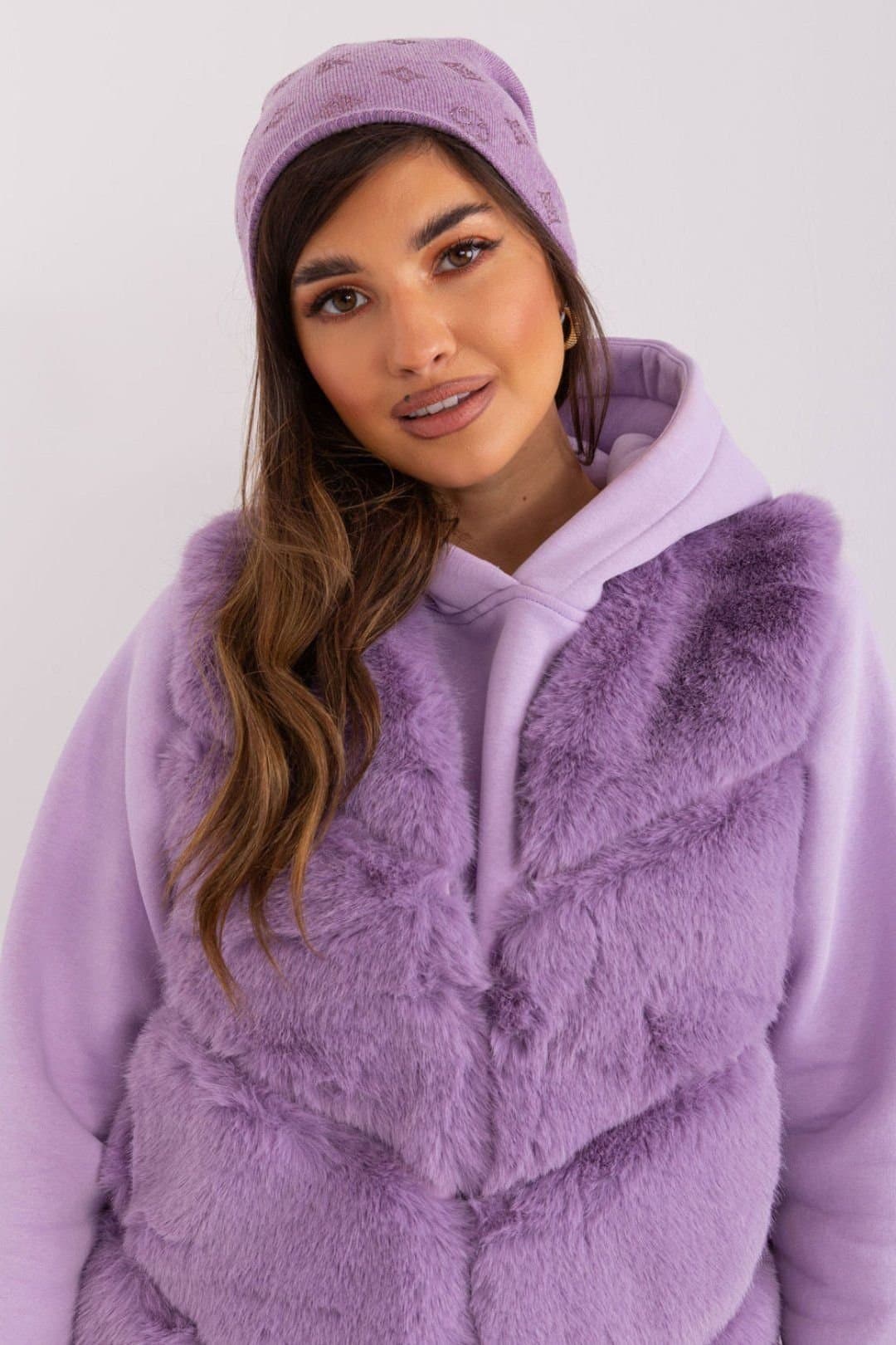 Love Lace Love Lace Women's Warm Winter Soft Cashmere Beanie Hat with Rhinestone Detail in Violet