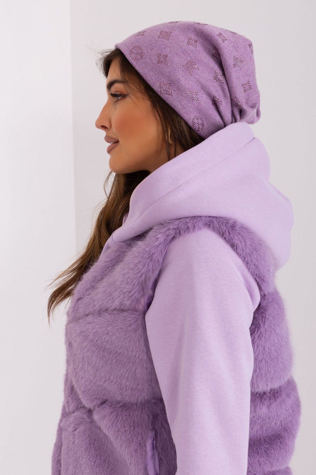 Love Lace Love Lace Women's Warm Winter Soft Cashmere Beanie Hat with Rhinestone Detail in Violet - 4