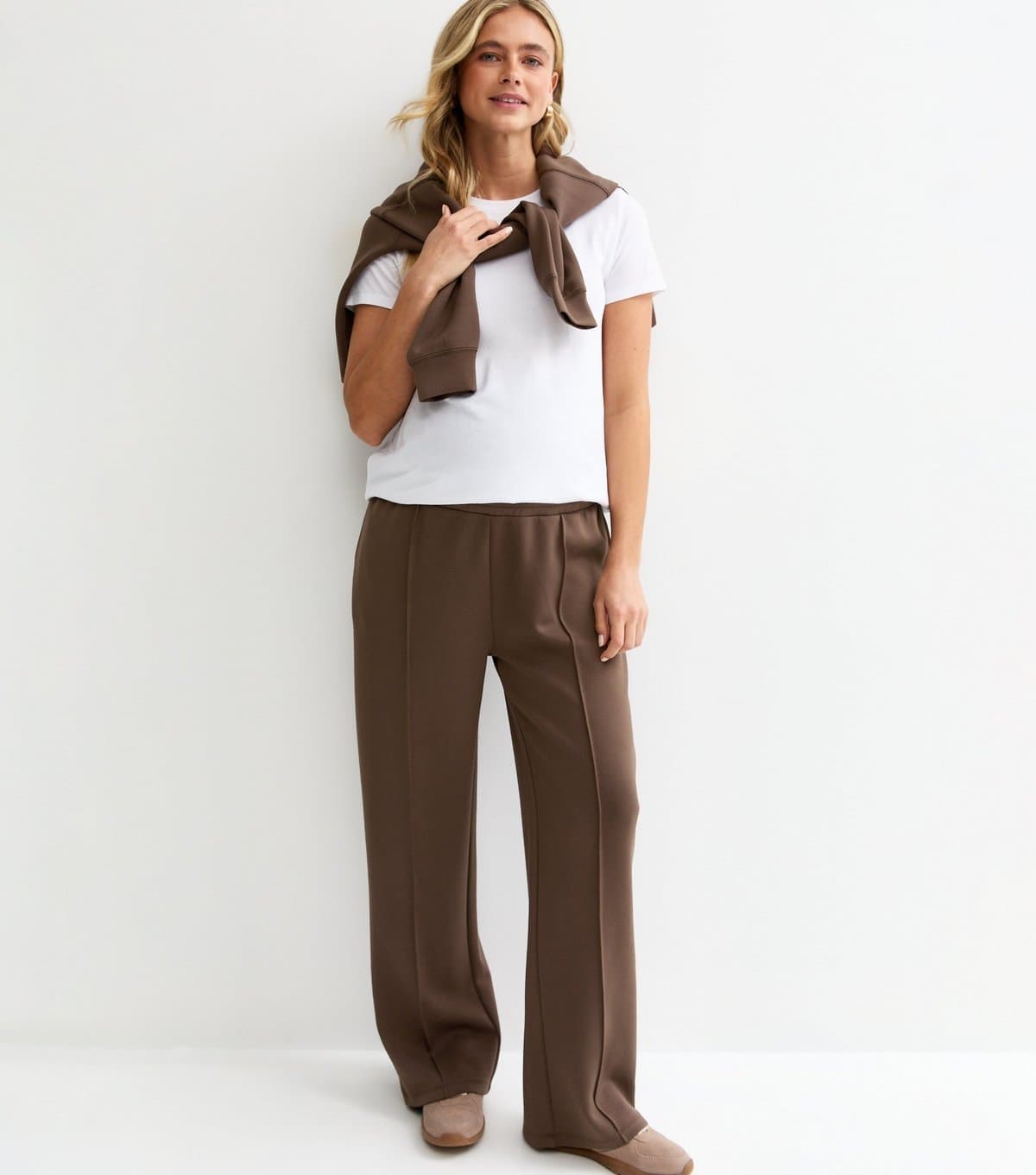 New Look Women's Maternity Premium Dark Brown Wide Leg Joggers New Look