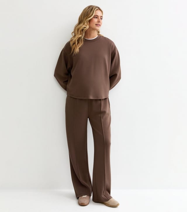 New Look Women's Maternity Premium Dark Brown Wide Leg Joggers New Look - 3