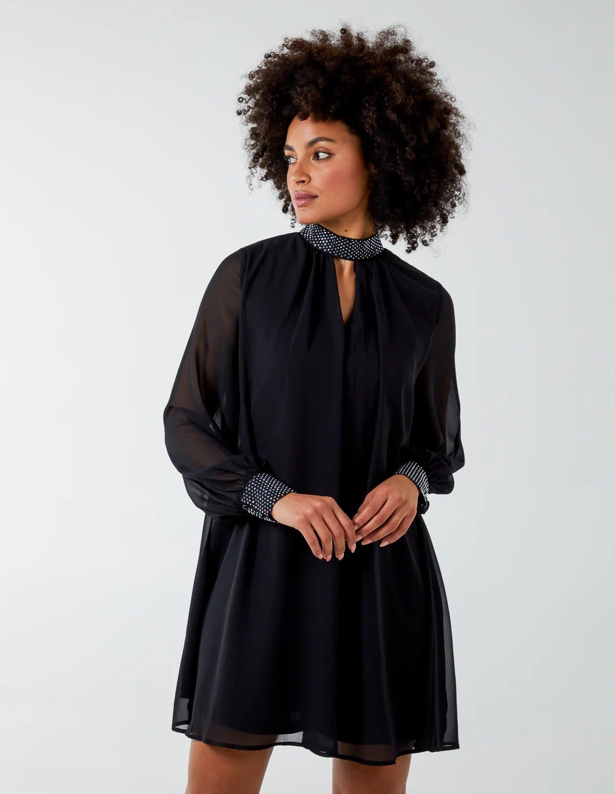 Blue Vanilla Shift Diamante Collar Midi Dress