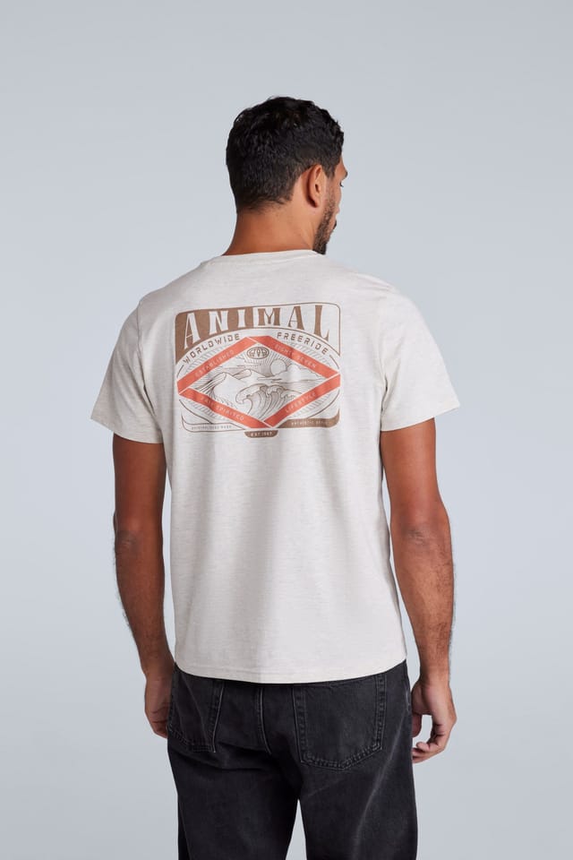 Animal Animal Men's 'Jacob' Short Sleeve Relaxed Fit Lightweight Casual Cotton T-Shirt in Light Beige - 2