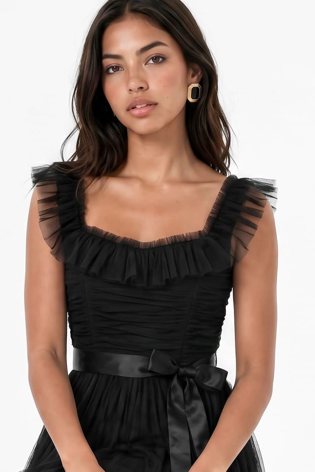 Anaya with Love Anaya with Love Women's Strappy Ruffle Maxi Dress in Black - 3