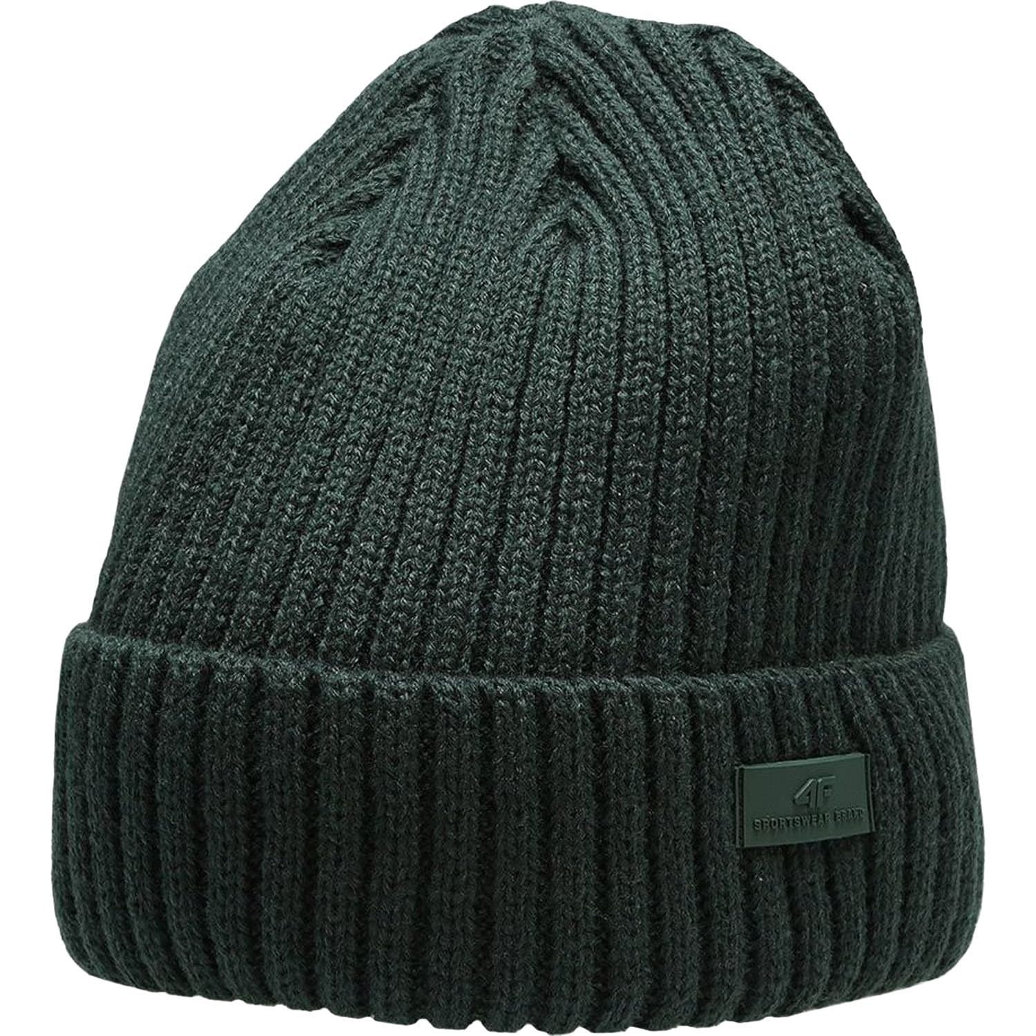 4F 4F Men's H4Z22 Logo Turned Up Cuff Beanie in Green