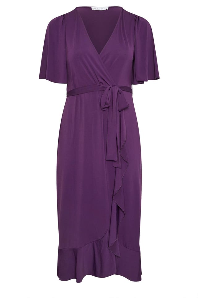 Yours Yours Women's Ruffle Hem Wrap Dress in Purple - 2