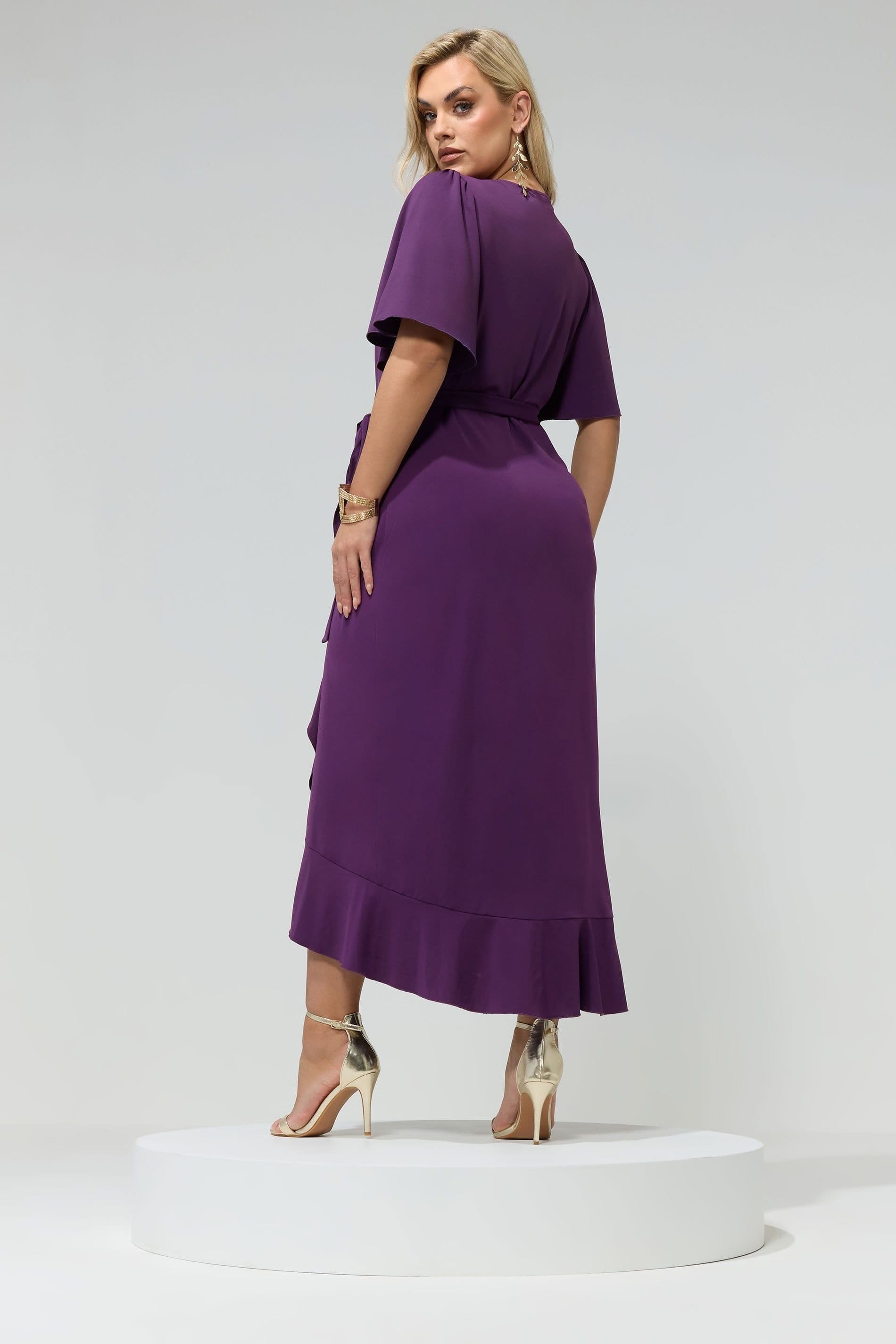Yours Yours Women's Ruffle Hem Wrap Dress in Purple - 4