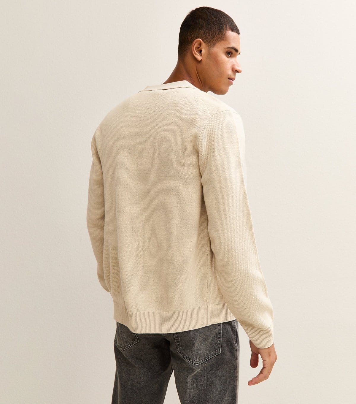 New Look Men's Stone Regular Fit Long Sleeve Knitted Shacket New Look - 4