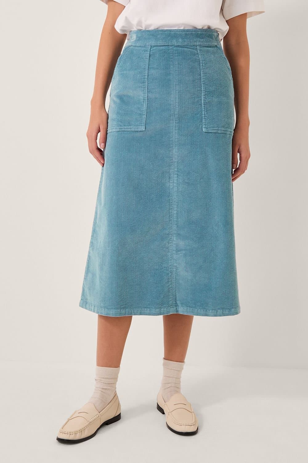 Monsoon Monsoon Women's Malika Corduroy Midi Skirt Blue in Pale Blue