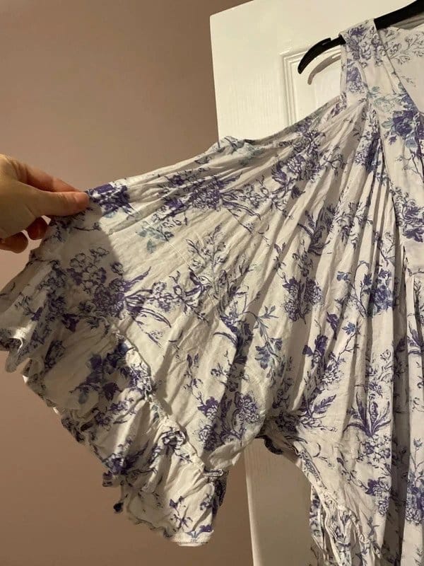 ASOS Purple Floral Open Shoulder Oversized Top