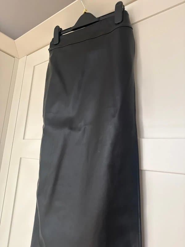 Never Fully Dressed Never fully dressed black faux leather midi wrap skirt UK8