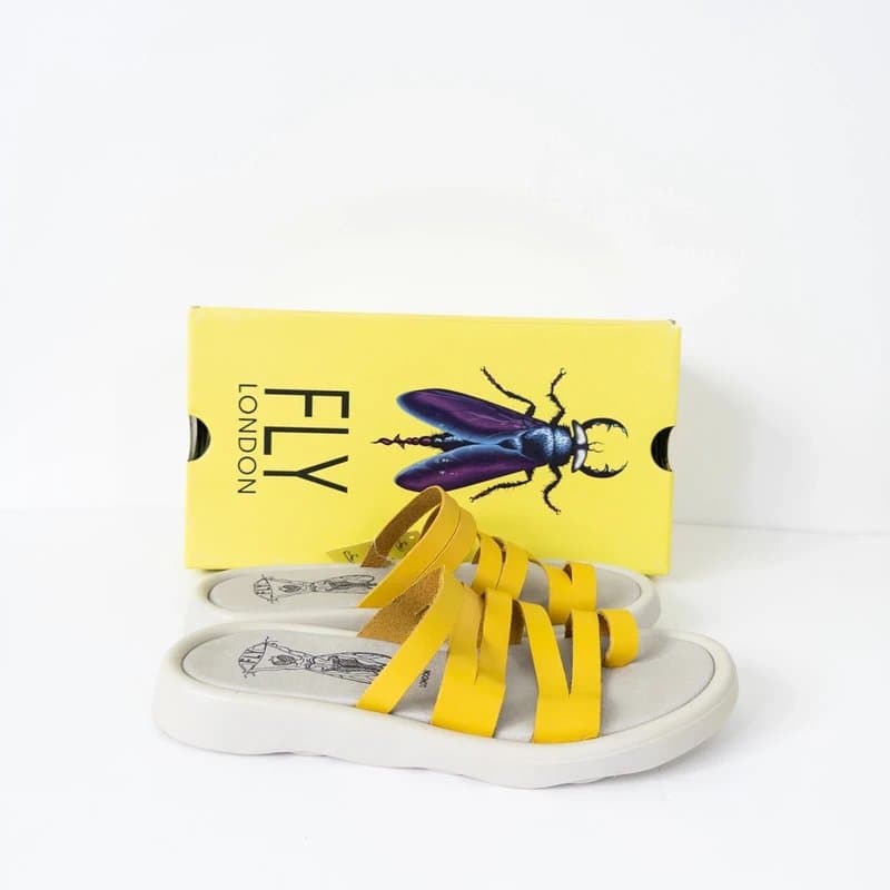 Fly London FLY London Slip On Sandals UK 3 NEW Yellow Leather Strappy