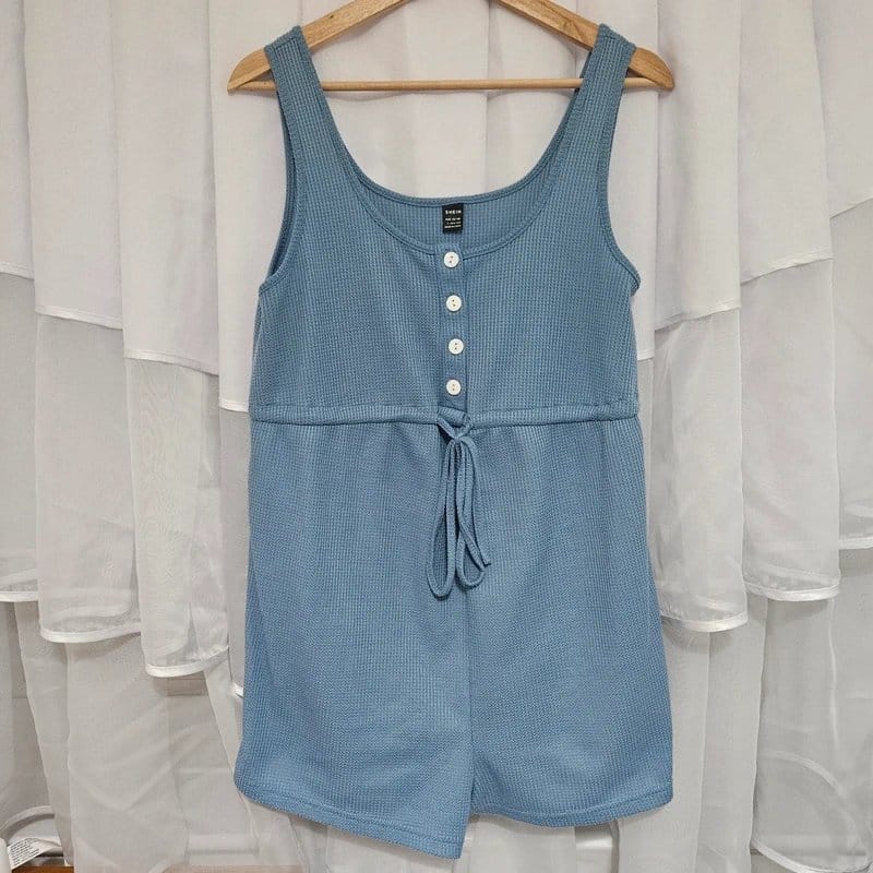 Shein Blue Ribbed Jumpsuit