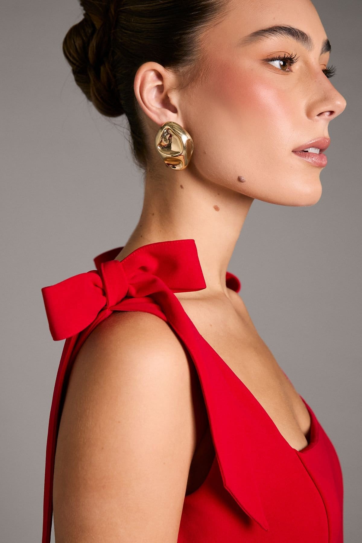 Coast Coast Women's Sleeveless Crepe Midi Dress With Bow Detail Straps in Red - 4