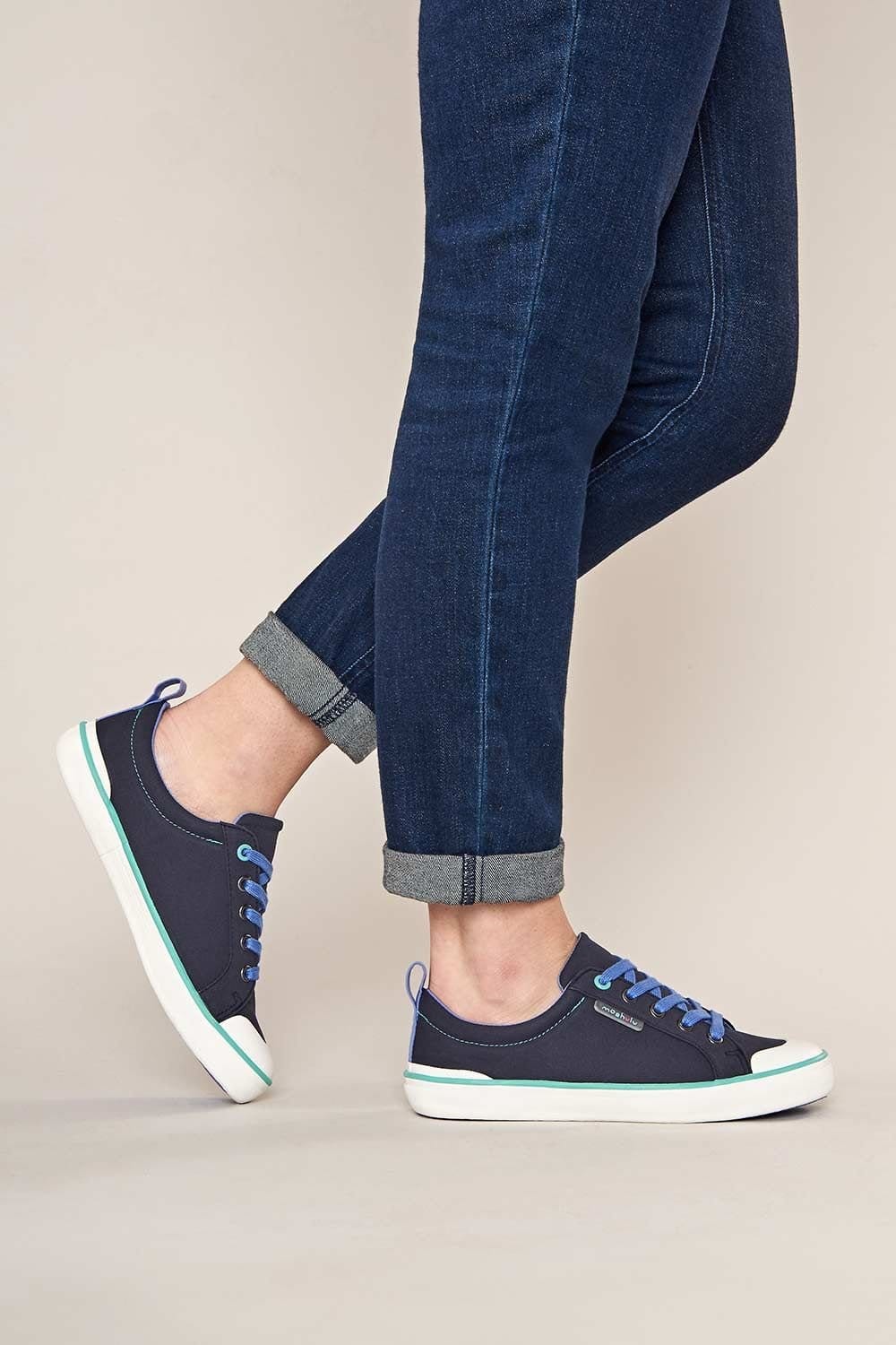 Moshulu Moshulu Women's 'Mousehall' Comfortable Lace Up Trainers in Indigo - 1
