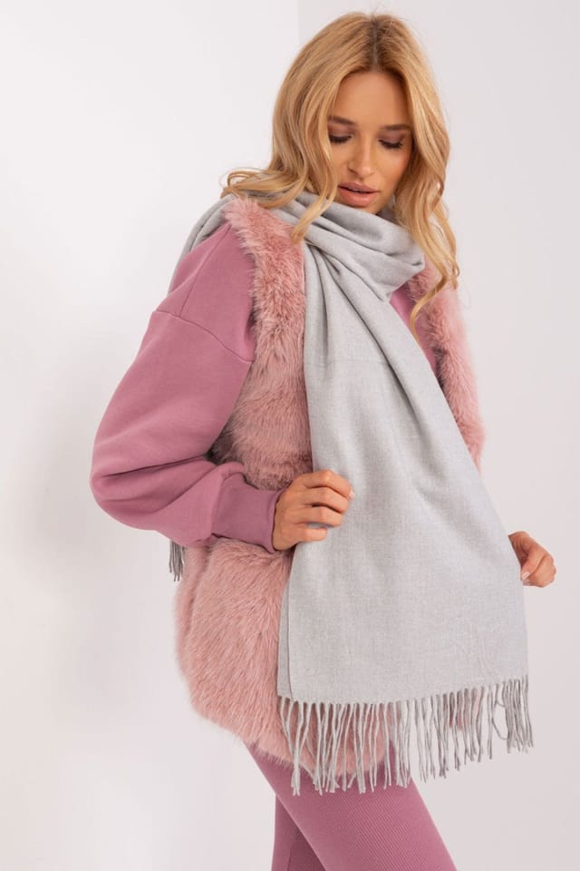 Love Lace Love Lace Women's Warm Long Winter Scarf with Decorative Tassels Fringe in Grey - 2