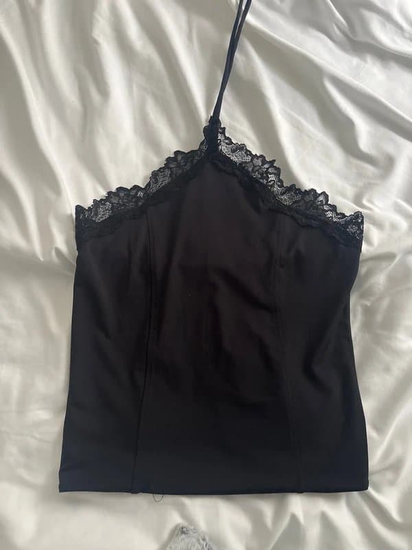 ASOS ASOS Black Lace Halter Top