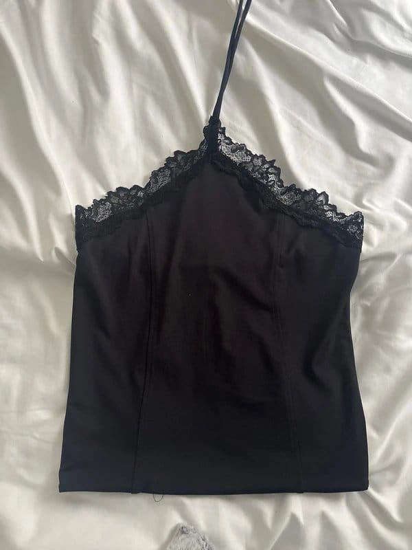 ASOS Black Lace Halter Top