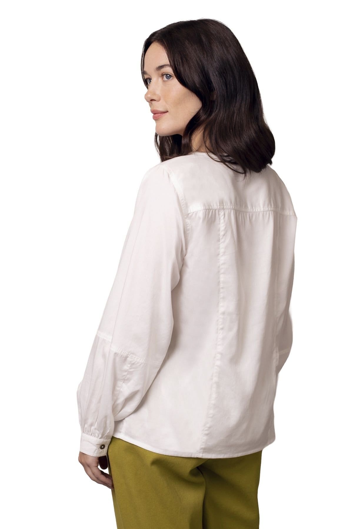 Celtic & Co Celtic & Co Women's V-Neck Button Blouse in Warm White - 4