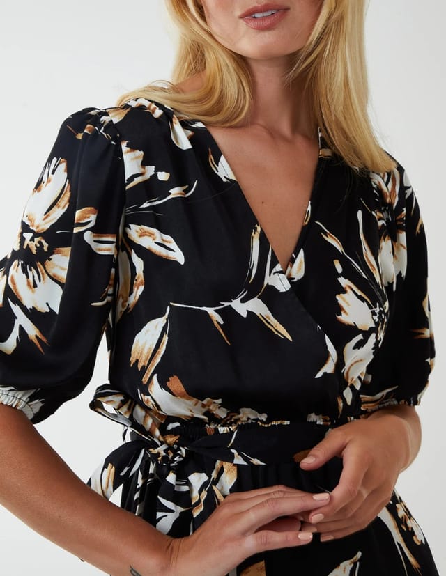 Blue Vanilla Wrap Front Tier Hem Midi Dress - 3