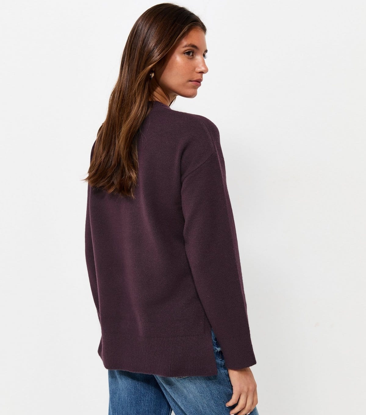 New Look Women's Dark Purple Side Split Knitted Jumper New Look - 4